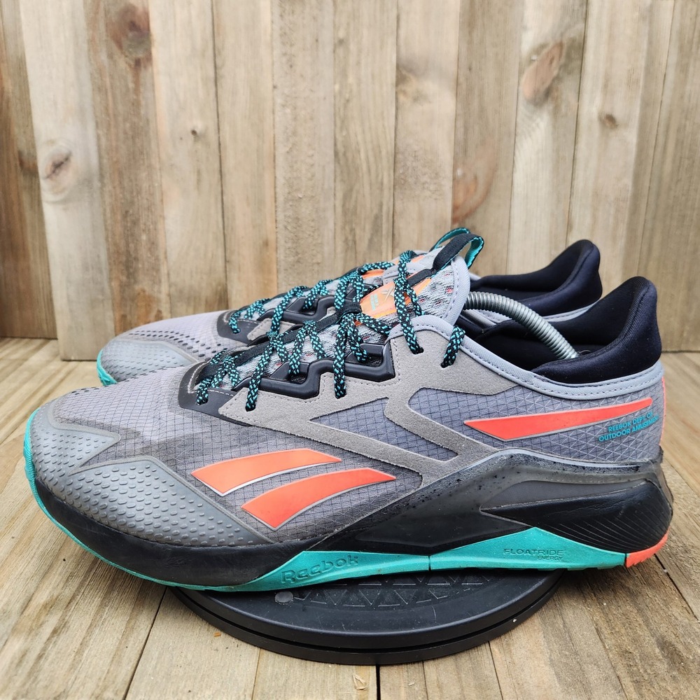 Reebok Men's Athletic Shoes Gray with Teal and Coral Accents